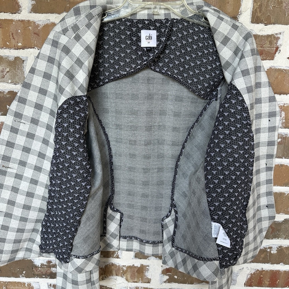 Cabi Valentina Peplum Jacket Size 10 Jersey Ponte Knit Checkered Blazer EUC - Picture 7 of 15